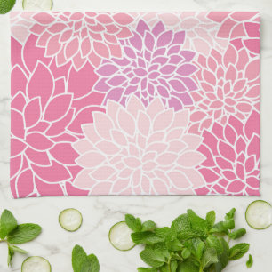 Linge De Cuisine Fleurs Dahlia, Motif De Fleurs, Dahlia Rose