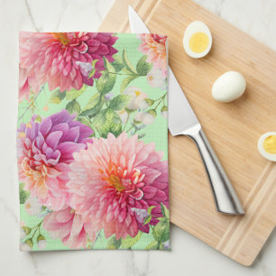Linge De Cuisine Fleurs Dahlia Roses