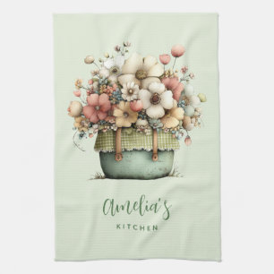 Linge De Cuisine Fleurs dans un pot Cozy Shabby Mignon