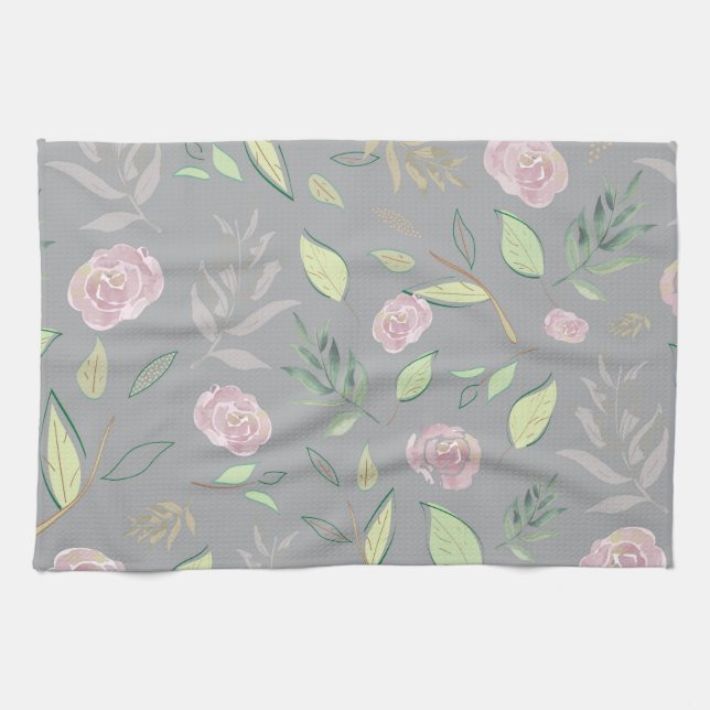 Linge De Cuisine Fleurs d'aquarelle festive 2 (Horizontal)