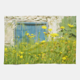 Linge De Cuisine Fleurs d'aquarelle jaune