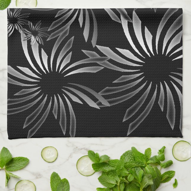 Linge De Cuisine Fleurs d'argent (Plié)