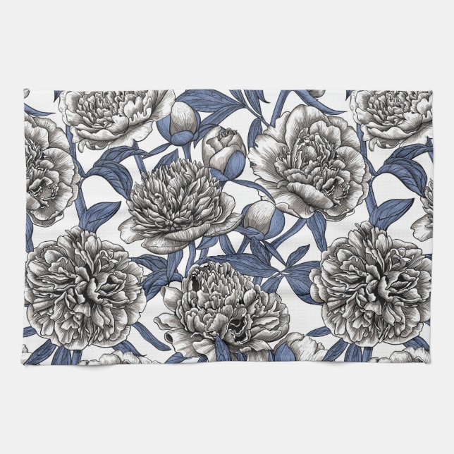 Linge De Cuisine Fleurs de cendres blanches (Horizontal)