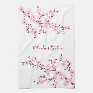 Linge De Cuisine Fleurs de cerisier Fleurs rose blanc Personnaliser