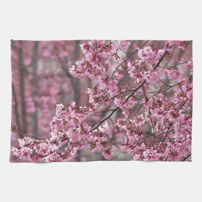 Linge De Cuisine Fleurs de cerisier Sakura rose flottant (Horizontal)