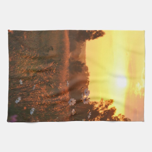 Linge De Cuisine Fleurs de cosmos au coucher du soleil  (Horizontal)