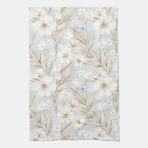 Linge De Cuisine Fleurs de crème blanche papillons bleus douche de 