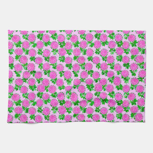 Linge De Cuisine Fleurs de dahlia rose foncé (Horizontal)
