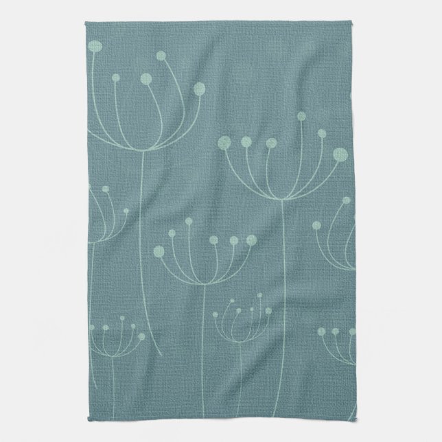 Linge De Cuisine Fleurs de Dandelion turquoises (Vertical)