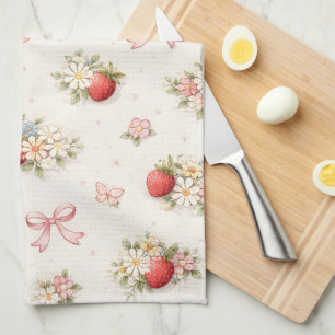 Linge De Cuisine Fleurs de fraise vintage sans couture cottagecore