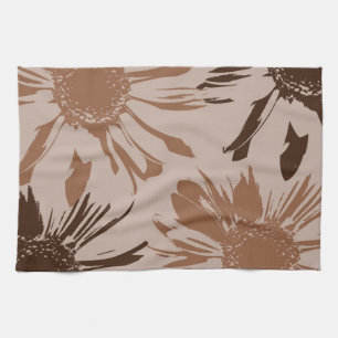 Linge De Cuisine Fleurs de Gerbera Brown Terre
