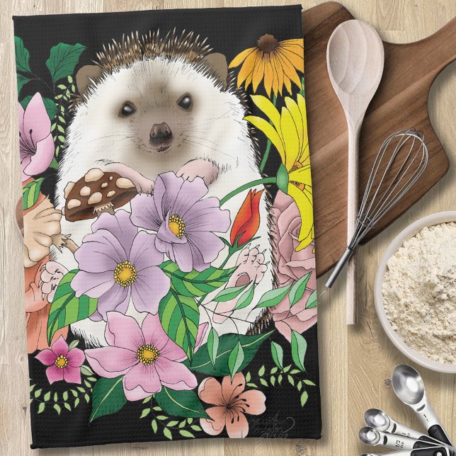 Linge De Cuisine Fleurs de hérisson mignonnes (Créateur téléchargé)