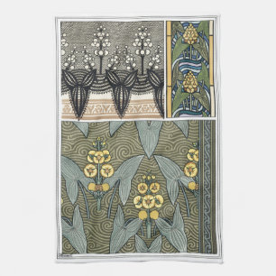 Linge De Cuisine Fleurs de jardin Art Nouveau vintage en forme de p