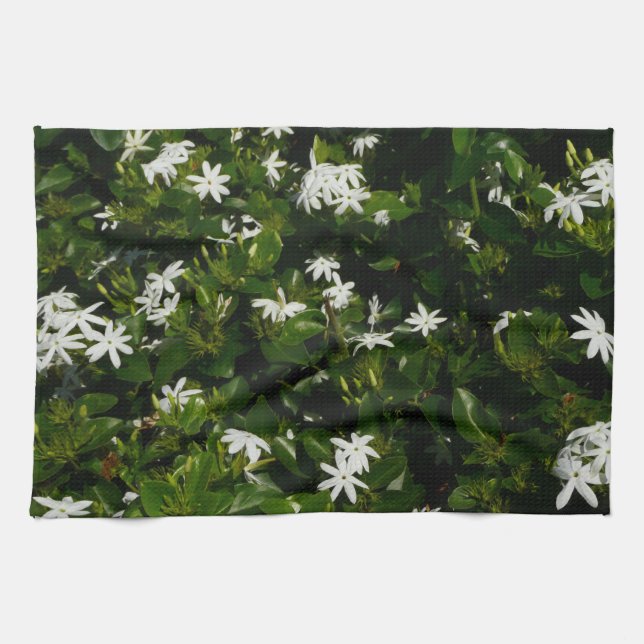 Linge De Cuisine Fleurs de Jasmin Floral Tropical Botanique (Horizontal)