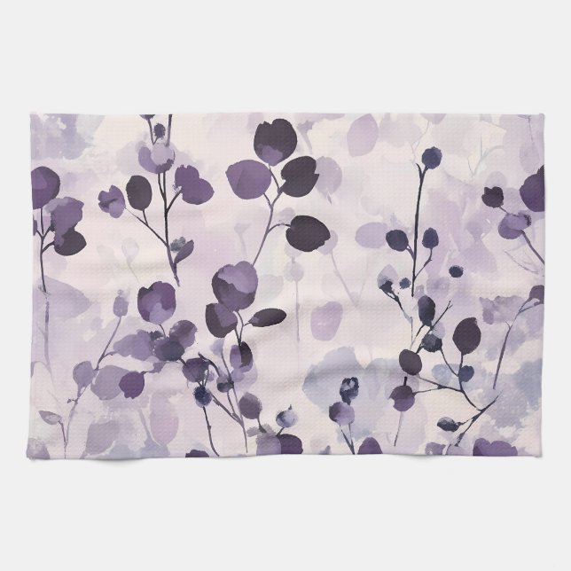 Linge De Cuisine Fleurs de lavande Eucalyptus aquarelle  (Horizontal)