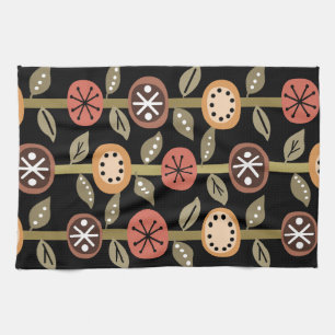 Linge De Cuisine Fleurs de l'ère atomique Art noir coloré