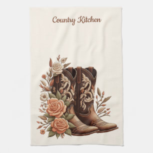 Linge De Cuisine Fleurs de l'Ouest du pays avec bottes de cowboy