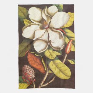 Linge De Cuisine Fleurs de magnolia vintage avec graines