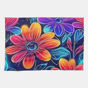 Linge De Cuisine Fleurs de néon en fleurs éclatantes