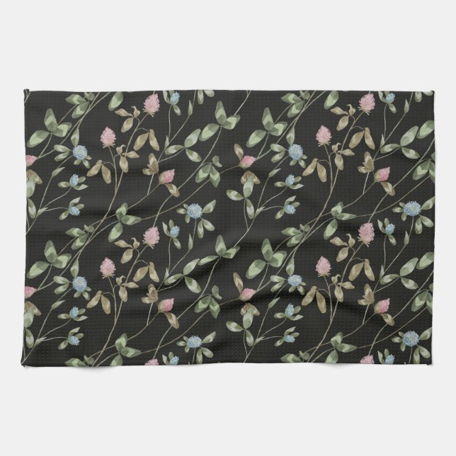 Linge De Cuisine Fleurs de prairie trèfle imprimés maison de campag (Horizontal)