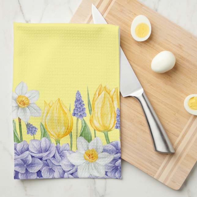 Linge De Cuisine Fleurs de printemps (Quart Plié)