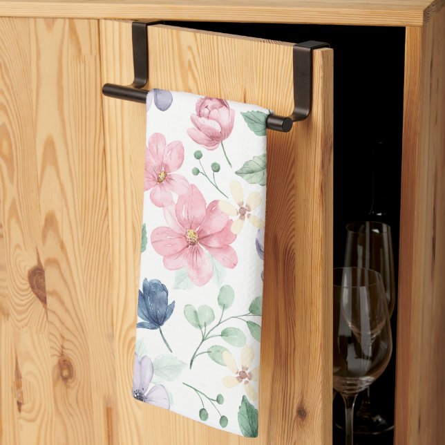 Linge De Cuisine Fleurs de printemps et Motif Feuille (Pliage en tiers)