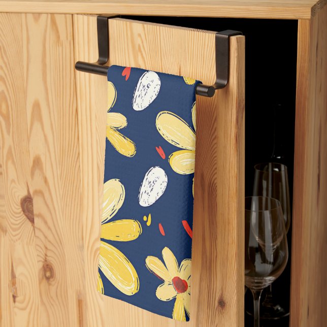 Linge De Cuisine Fleurs de rayonne et papillon (Pliage en tiers)