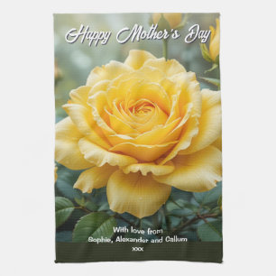Linge De Cuisine Fleurs de rose jaune de la fête des mères Cuisine 