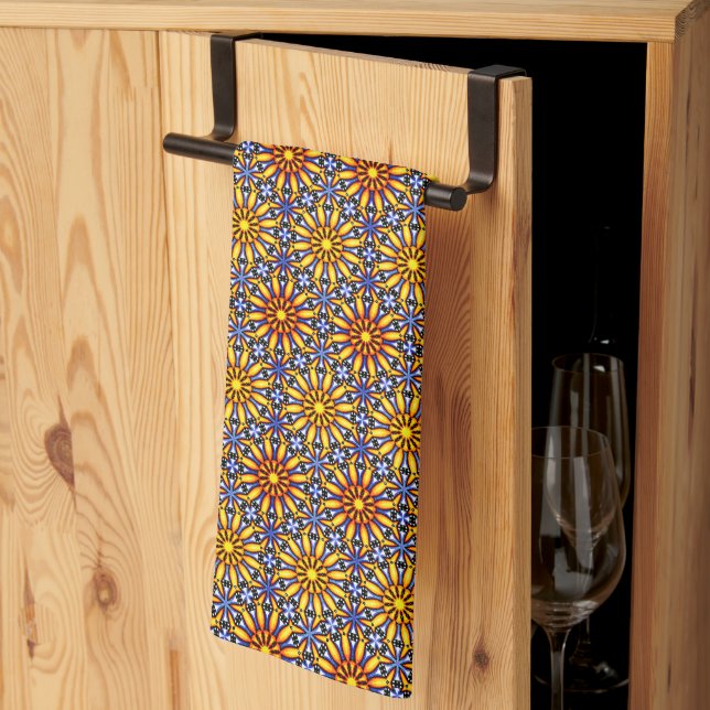 Linge De Cuisine Fleurs de soleil céleste (Pliage en tiers)
