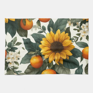 Linge De Cuisine Fleurs de soleil et oranges Conception d'automne