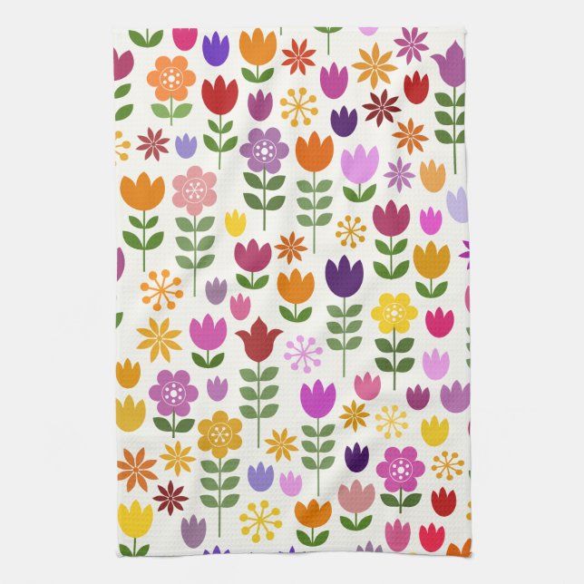 Linge De Cuisine Fleurs de style scandinave Grand Motif (Vertical)