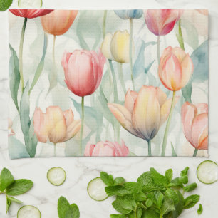 Linge De Cuisine Fleurs de tulipe jaune rouge de ferme