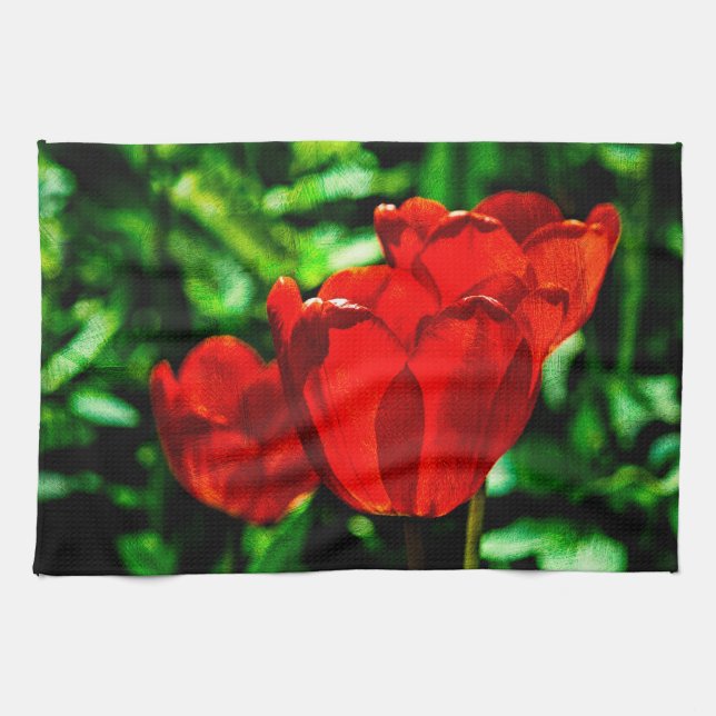 Linge De Cuisine Fleurs de tulipes rouges (Horizontal)