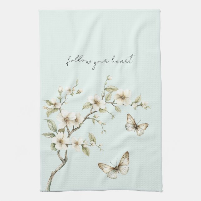 Linge De Cuisine Fleurs de tulipes vertes blanches Shower de mariag (Vertical)