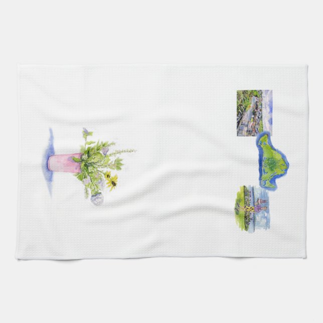 Linge De Cuisine fleurs de vignoble avec des images de vignoble (Horizontal)