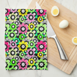 Linge De Cuisine Fleurs découpées en papier multicolore sur fond no