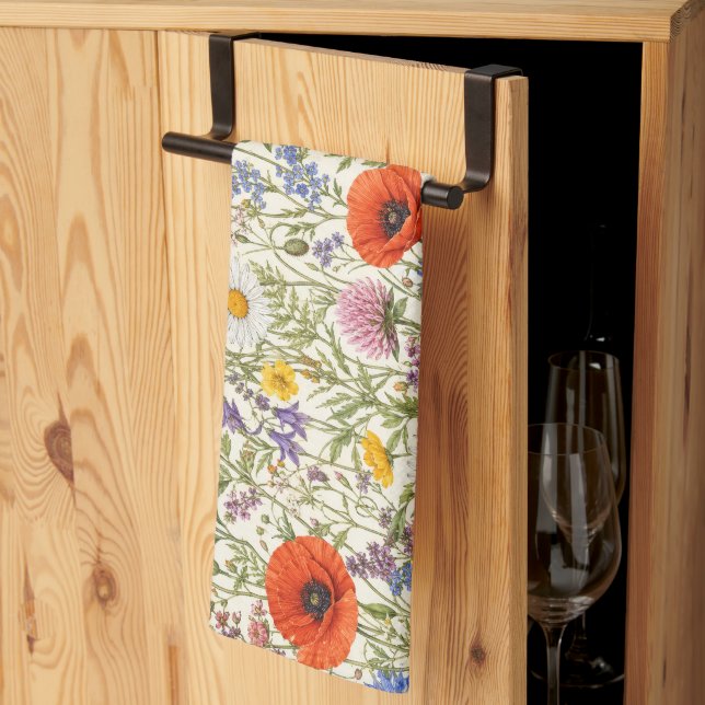 Linge De Cuisine Fleurs délicates de prairie sauvage en fleurs (Pliage en tiers)