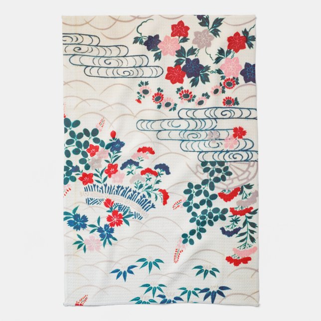 Linge De Cuisine Fleurs, design japonais (Vertical)