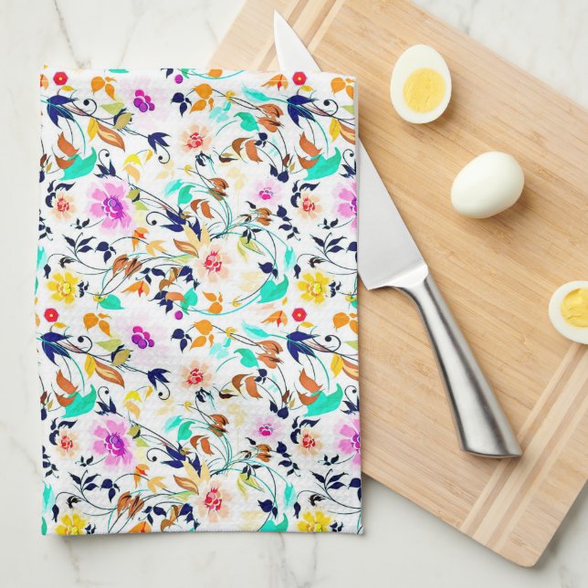 Linge De Cuisine Fleurs d'été (Quart Plié)