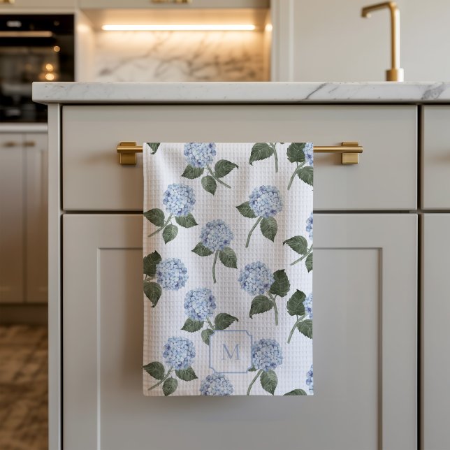 Linge De Cuisine Fleurs d'hydrangea aquarelle bleues (Hydrangea Bloom Blue Kitchen Towel)