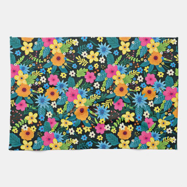 Linge De Cuisine Fleurs Ditsy Vibrantes Motif Floral-43785 (Horizontal)