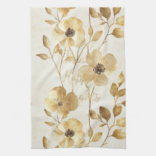 Linge De Cuisine Fleurs d'or pensées inspirantes heureuses