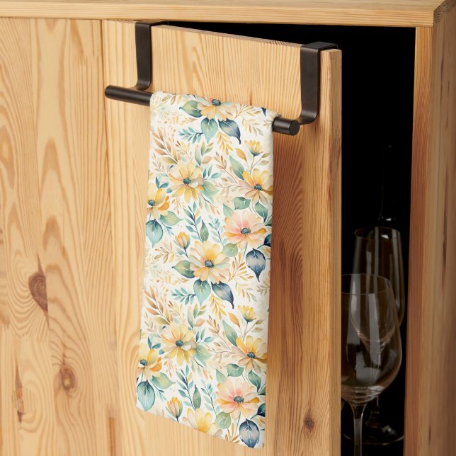 Linge De Cuisine Fleurs d'or Sunny (Pliage en tiers)