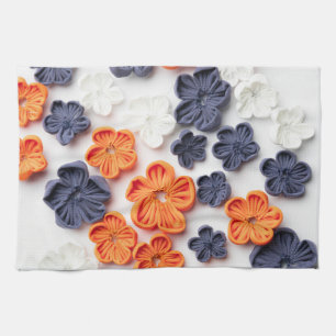 Linge De Cuisine Fleurs en tissu cousu à la main printemps orange b
