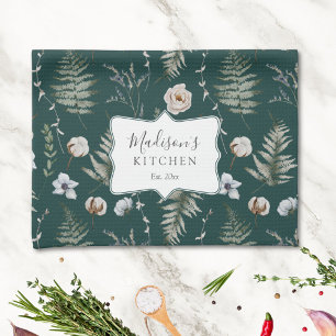 Linge De Cuisine Fleurs et feuilles de fougère Forêt florale botani