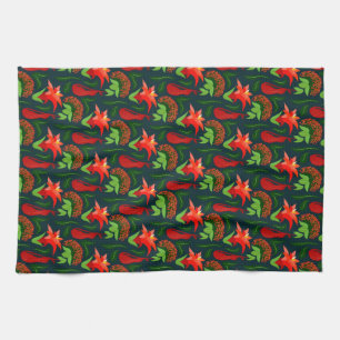Linge De Cuisine Fleurs Exotiques Colorées Motif de Feuilles
