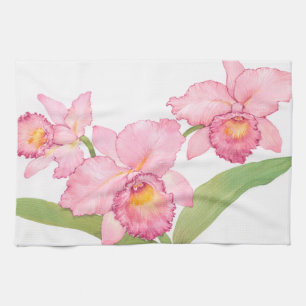Linge De Cuisine Fleurs exotiques roses d'aquarelle