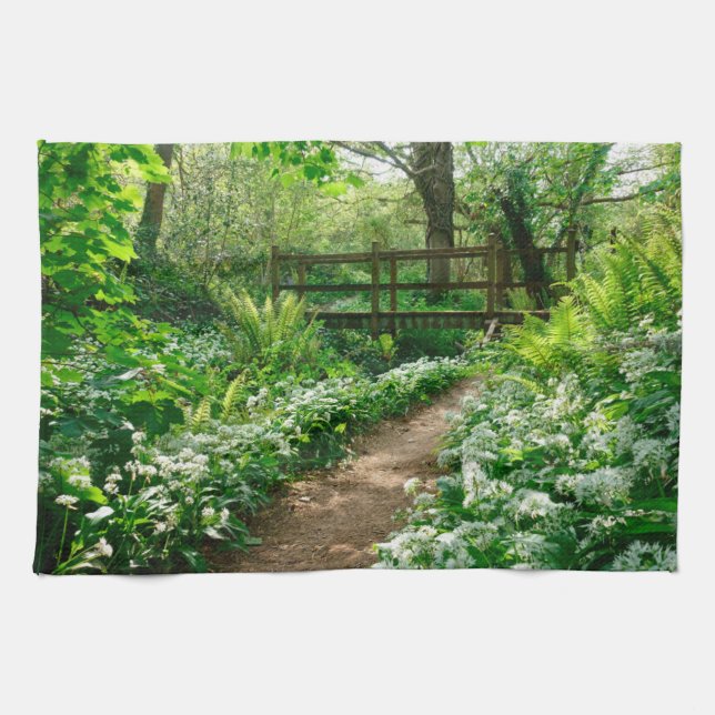 Linge De Cuisine Fleurs | Fleurs sauvages blancs en forêt (Horizontal)