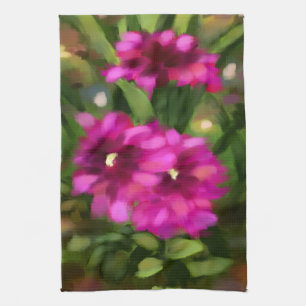 Linge De Cuisine Fleurs florales rose foncé Dahlia Vert