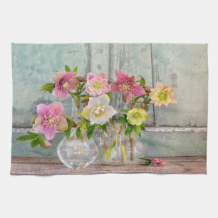 Linge De Cuisine Fleurs Hellebores dans Vases